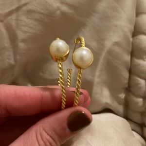Gold + pearl hoop earrings